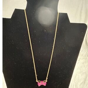 Kate Spade Gold and Pink Bow Necklace
